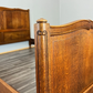 Bed Vintage French Louis XVI Oak Double Bed Frame Carved Headboard LOT 3788