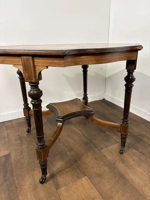 Edwardian Inlaid Walnut Occasional Window Table on Castors