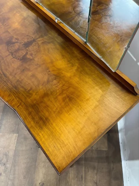 Vintage Austin Suite Walnut Dressing Table with Triple Mirror