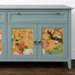 Vintage Oriental Print Pale Blue Sideboard Painted Upcycled Custom Commission
