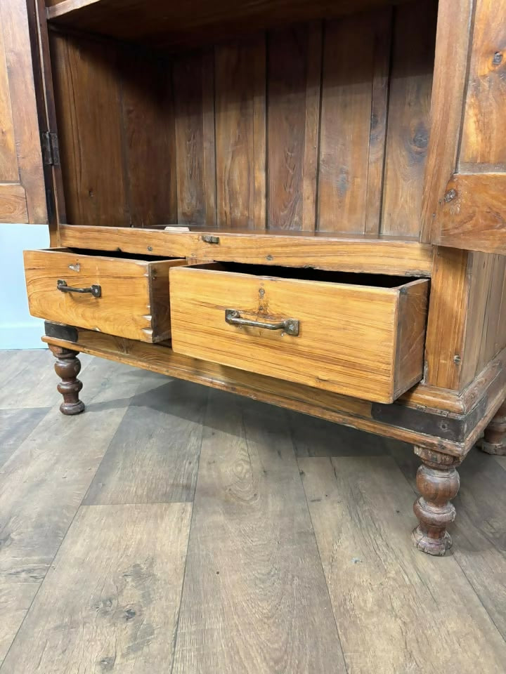 Large Vintage Indian Reclaimed Wood Storage Cupboard