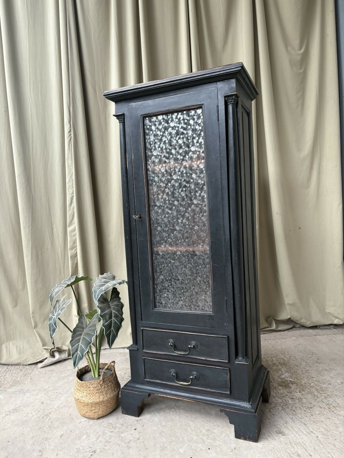 Vintage Antique Painted Cabinet Cupboard Bookcase Rustic Retro R1159