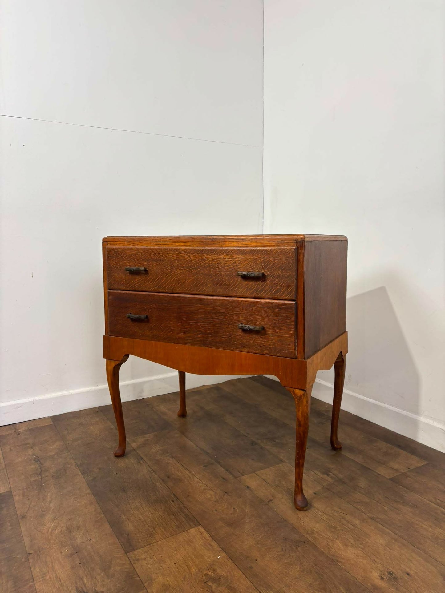Vintage Oak Two Drawer Chest of Drawers
