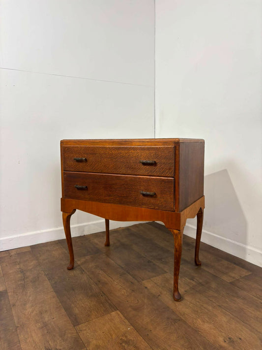 Vintage Oak Two Drawer Chest of Drawers