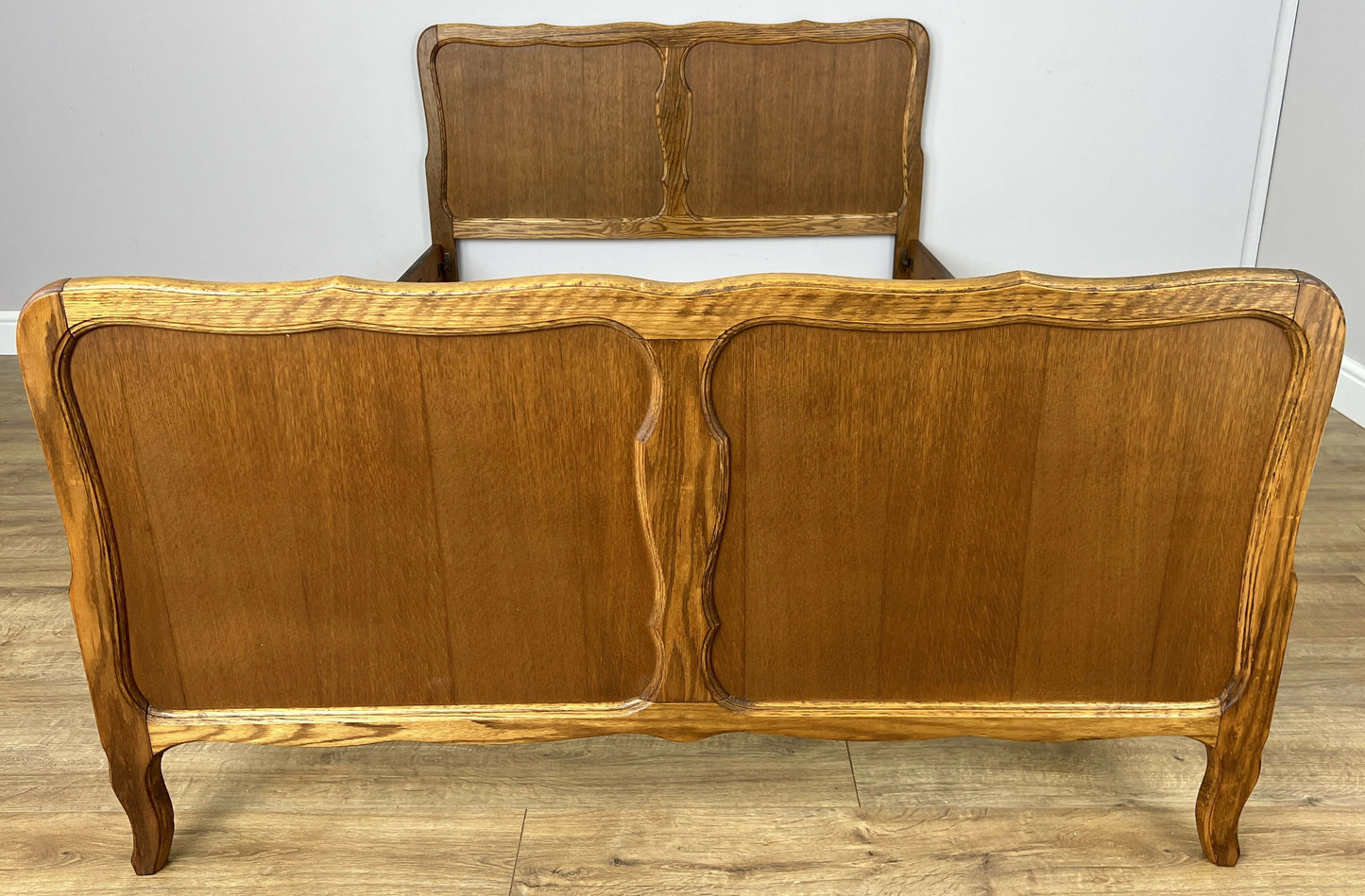Bed Vintage French Louis XVI Double Bed Frame Oak Carved Headboard LOT 6396