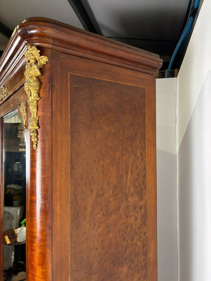 Antique French Louis XV Style Mirrored Armoire