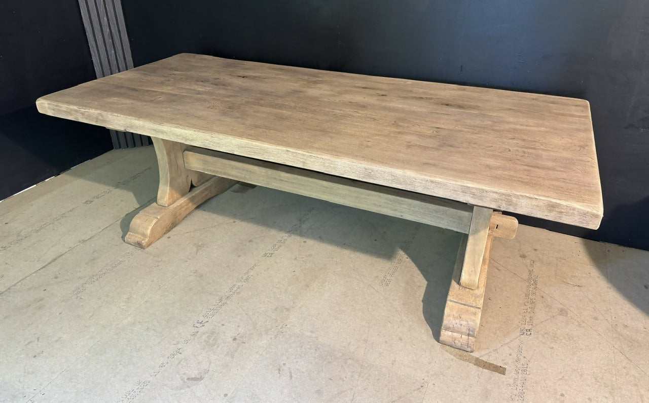 Rare Deep Bleached Oak Farmhouse Dining Table