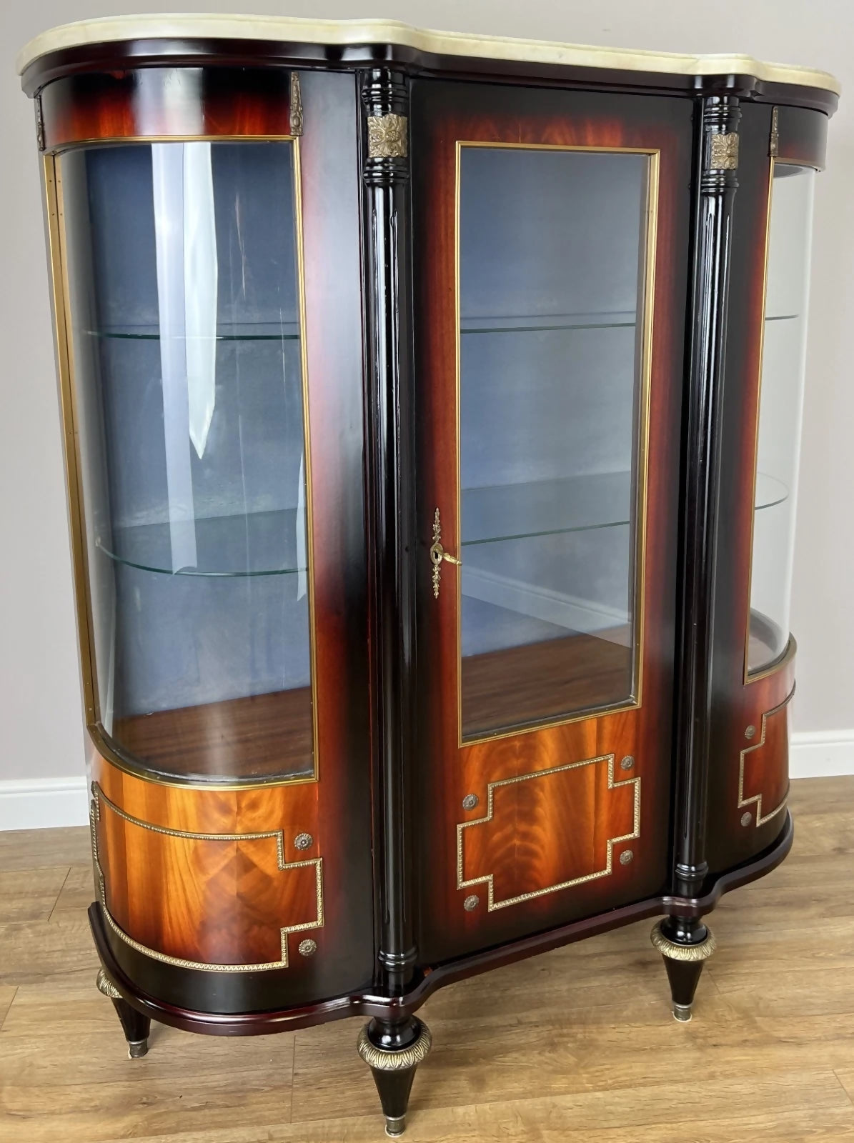 Cabinet Vintage French Style Empire Display Cabinet Marble Top Glass LOT 4977