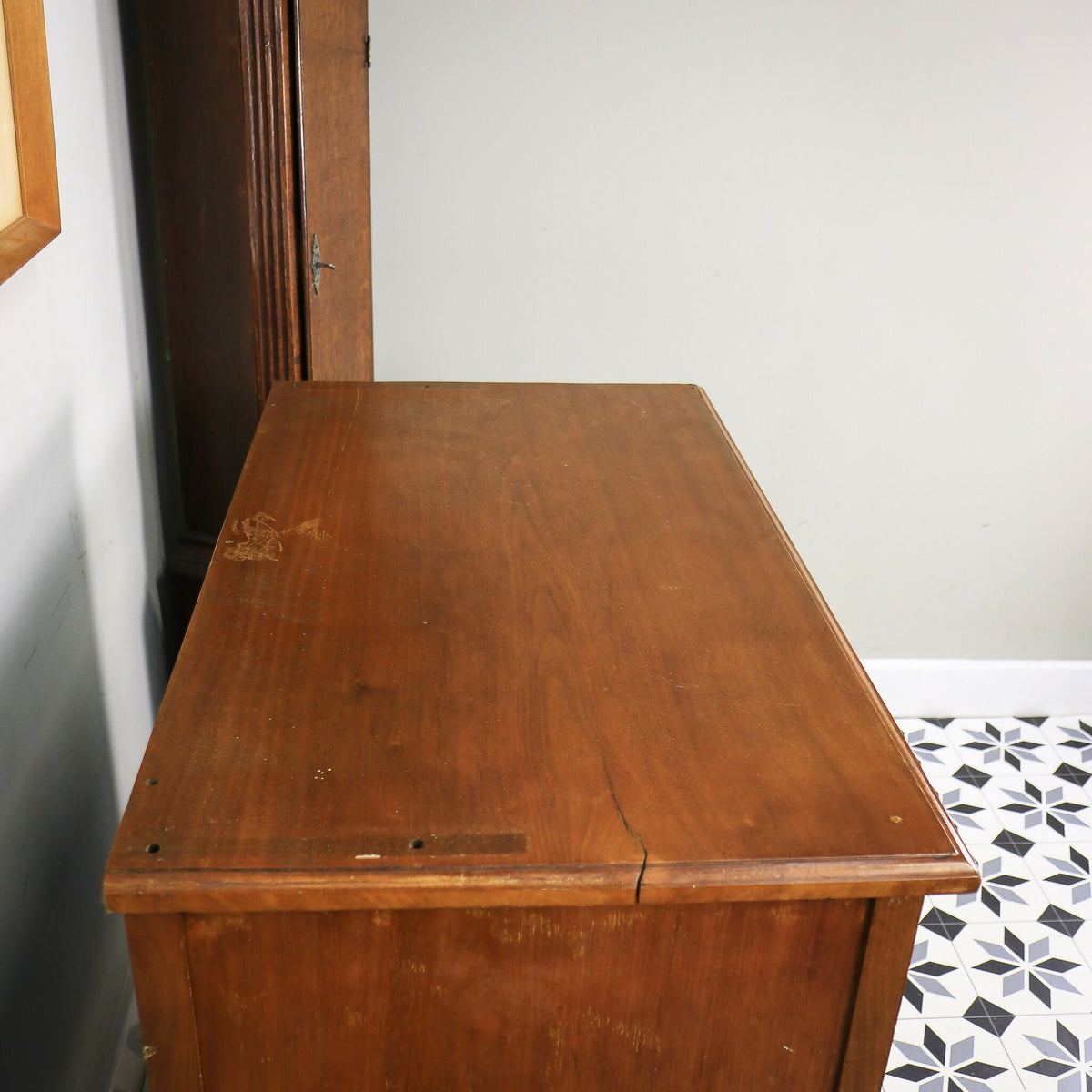 Chest of Drawers by Heal and Son with Bookcase Back and Original Brass Handles
