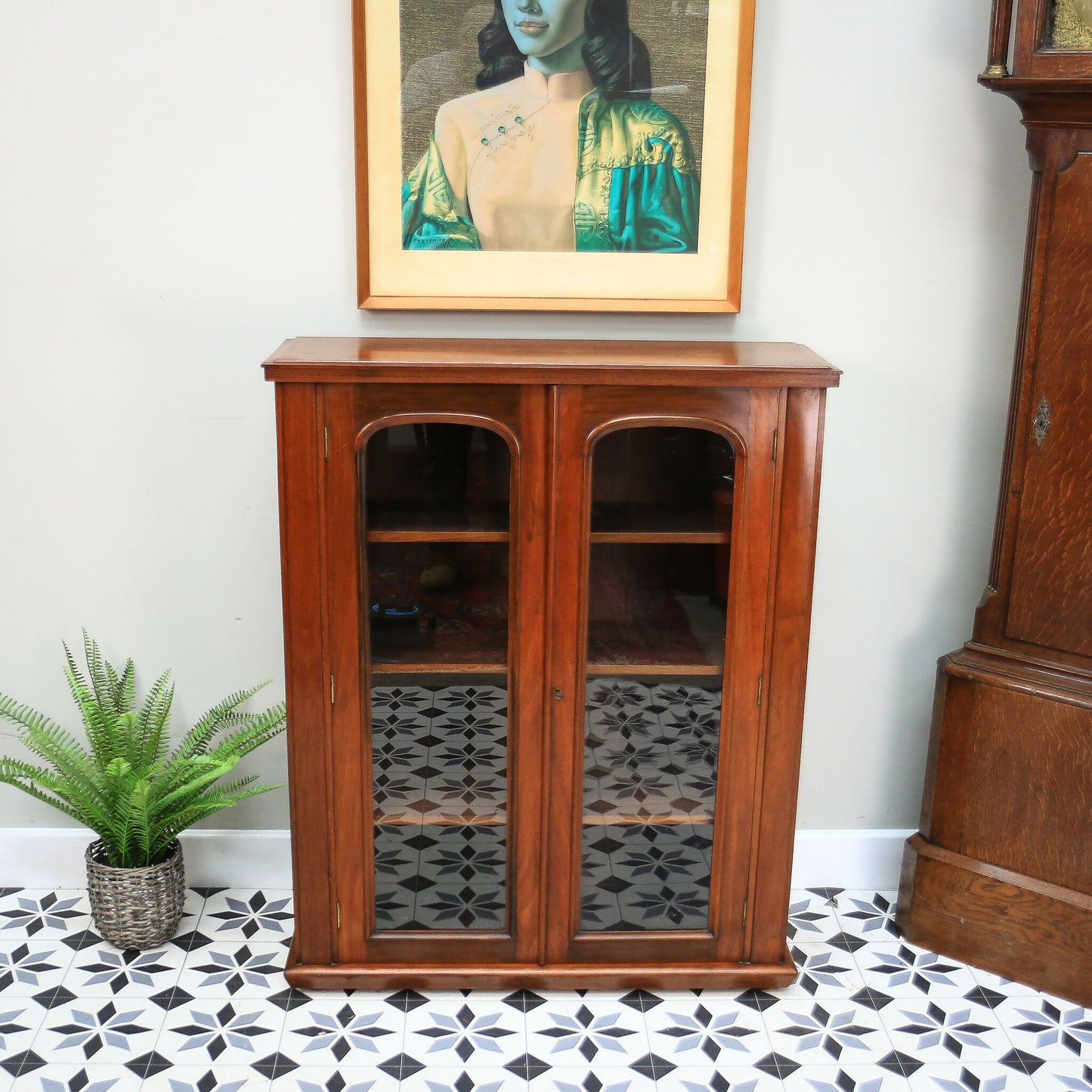 Antique Bookcase Victorian Glazed Bookcase Cabinet in Mahogany
