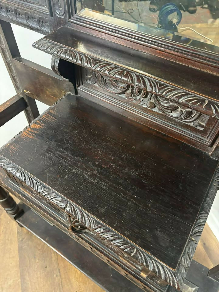 Late 19th Century Carved Gothic Oak Hall Stand