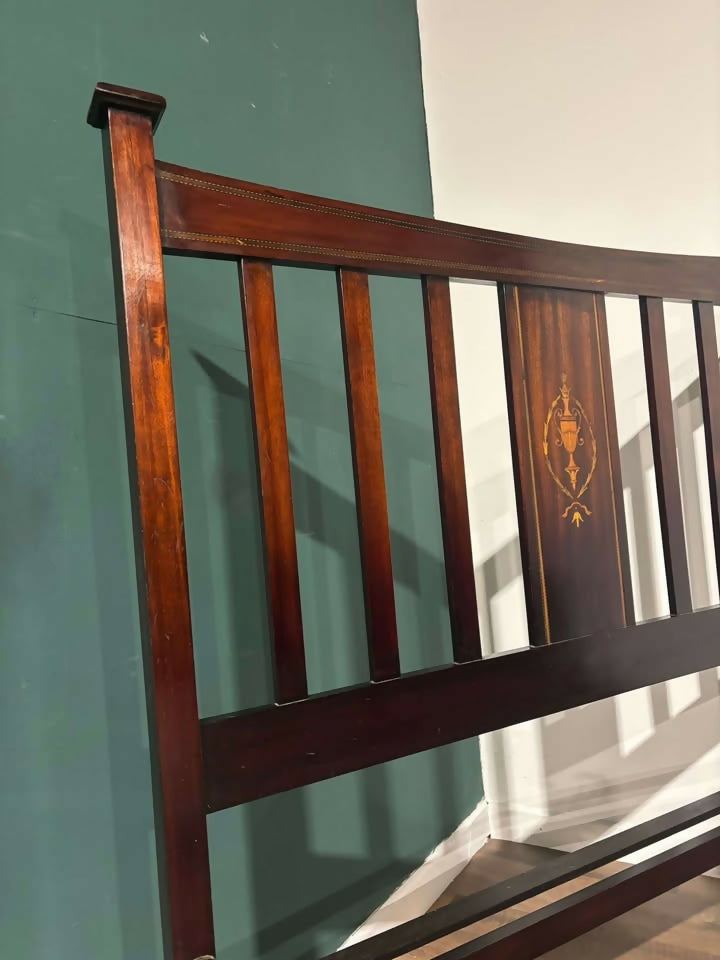 Edwardian Mahogany Inlaid double bed stead88