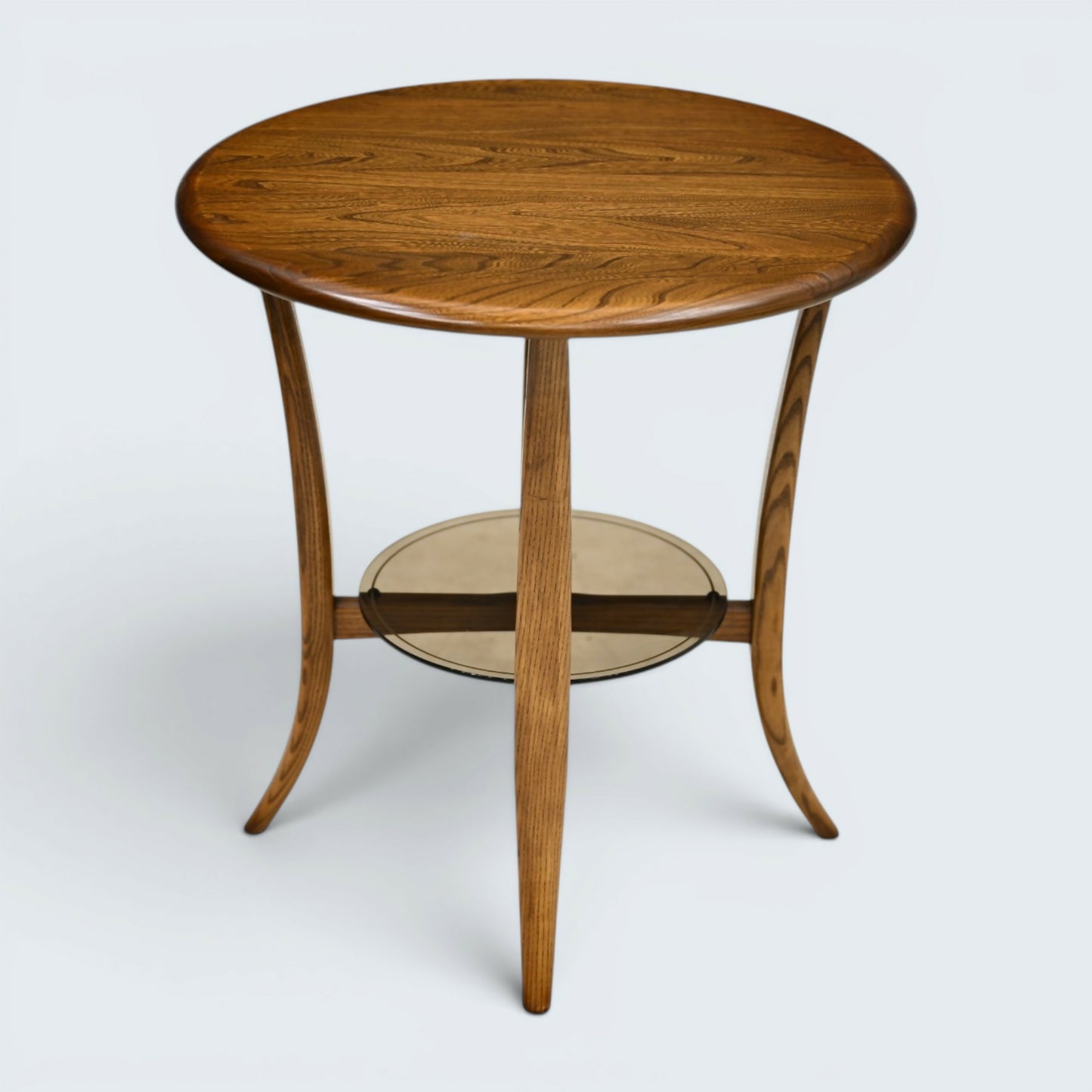 Ercol Round Side Table Lower Tier Mid Century Modern Elm Golden D FREE Delivery*