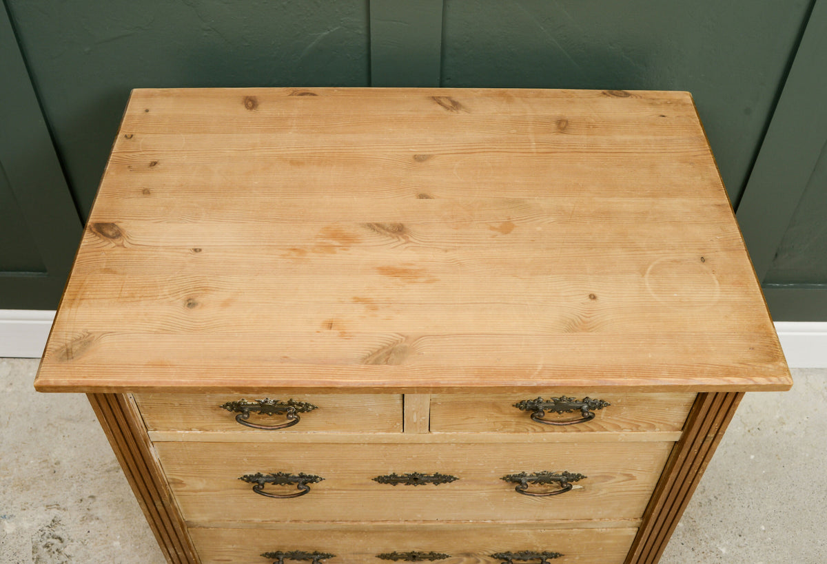 Antique Pine Chest of Drawers - 2 Over 2 - Edwardian