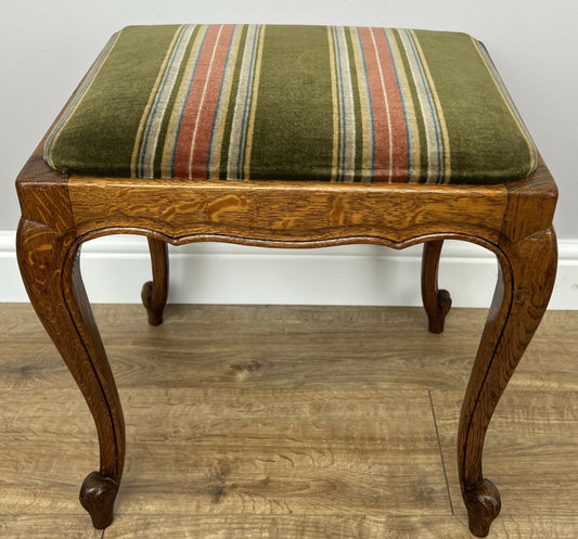Footstool Vintage French Louis Style Oak Table Stool Upholstered Seat LOT 6229