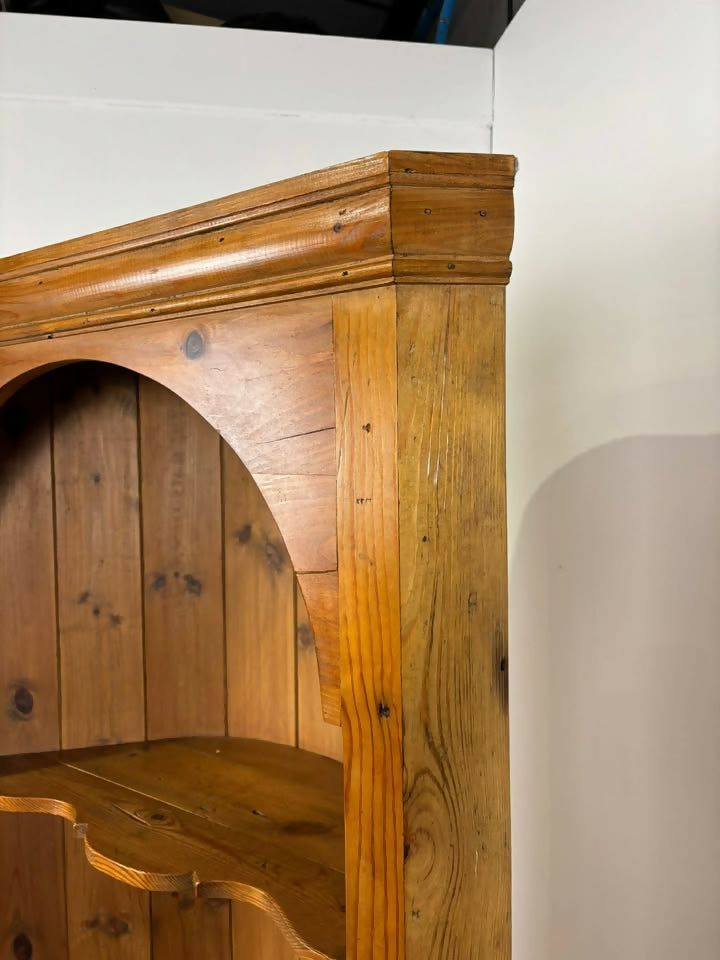 Solid Waxed Pine Barrel Back Corner Cupboard