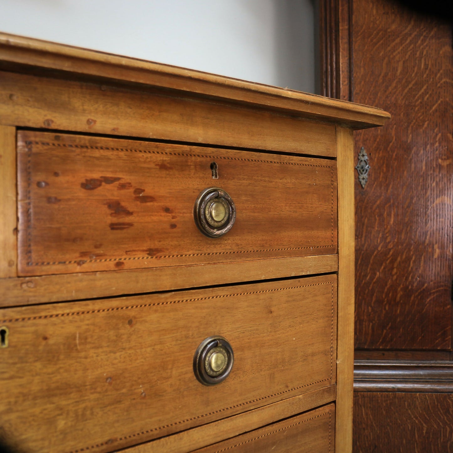 Edwardian Chest of Drawers in Mahogany with Satin Wood Ebony Stringing.