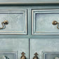 Vintage Solid Pine Cabinet | Hand Painted Duck Egg Blue Cupboard | Floral Decoupage Interior | UK Delivery Included