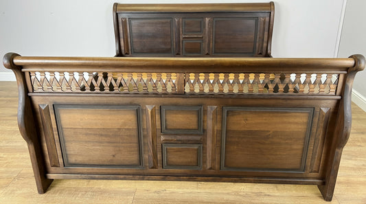 Bed Vintage French Super King Size Sleigh Bed Frame 180x200cm Headboard LOT 6409