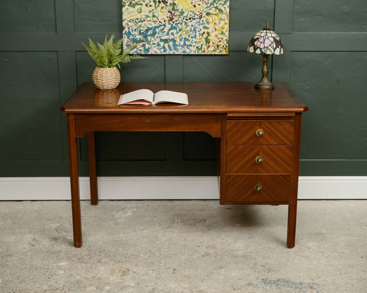 Vintage Home Office Desk with Drawers - Mahogany Finish
