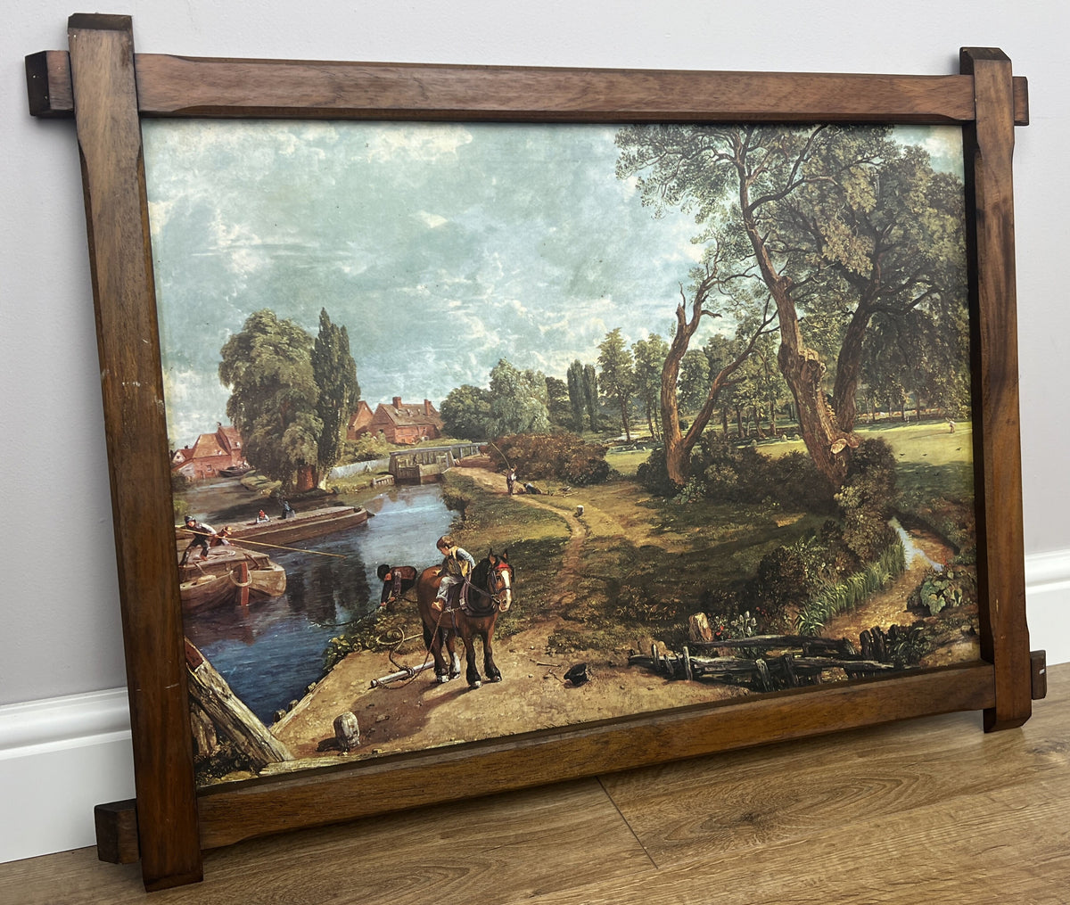 Painting Vintage French Style Landscape Print Oak Framed Wall Art LOT 6547