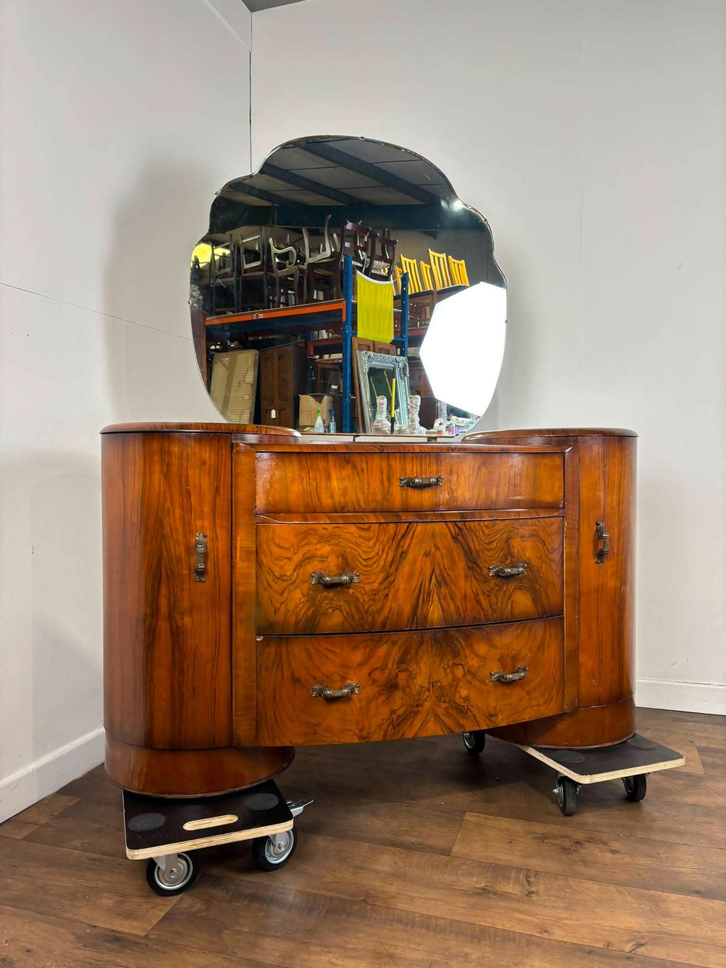 Art Deco Walnut Veneer Dressing Table by Shrager