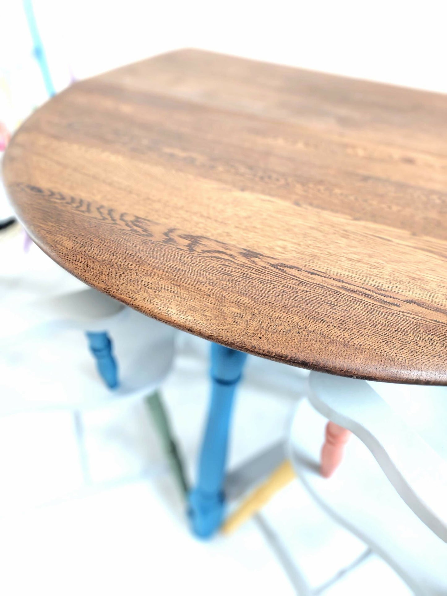Rainbow Colour Solid Wood Farmhouse Dining Table And Chairs