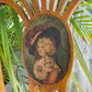 A George III-Style Satinwood Dining / Hall Chair With Hand Painted Portrait . Silk Fabric To Seat.
