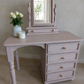 Vintage Dressing Table with Mirror Hand Painted Vanity Desk in a Blush Taupe