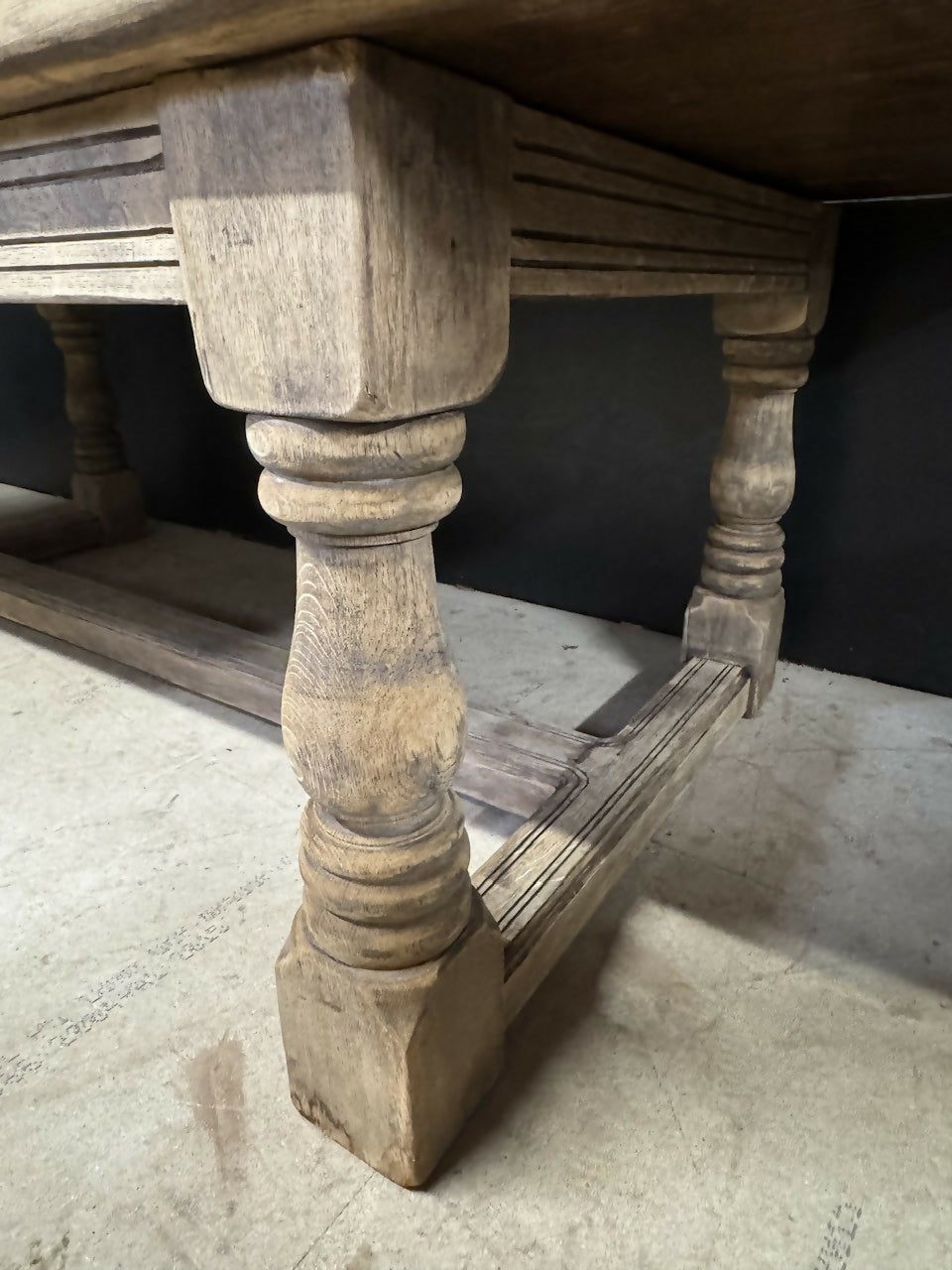 Rare Deep Large Oak Farmhouse Dining Table