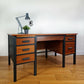 Large Mid Century Twin Pedestal Executive Office Desk