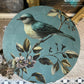 Vintage Round Side Table | Upcycled End Table in Light Blue with Whimsical Floral & Bird Decoupage | Eco-Friendly Painted Accent Table
