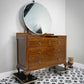 Vintage Carved Oak Dressing Table with Mirror 1930s