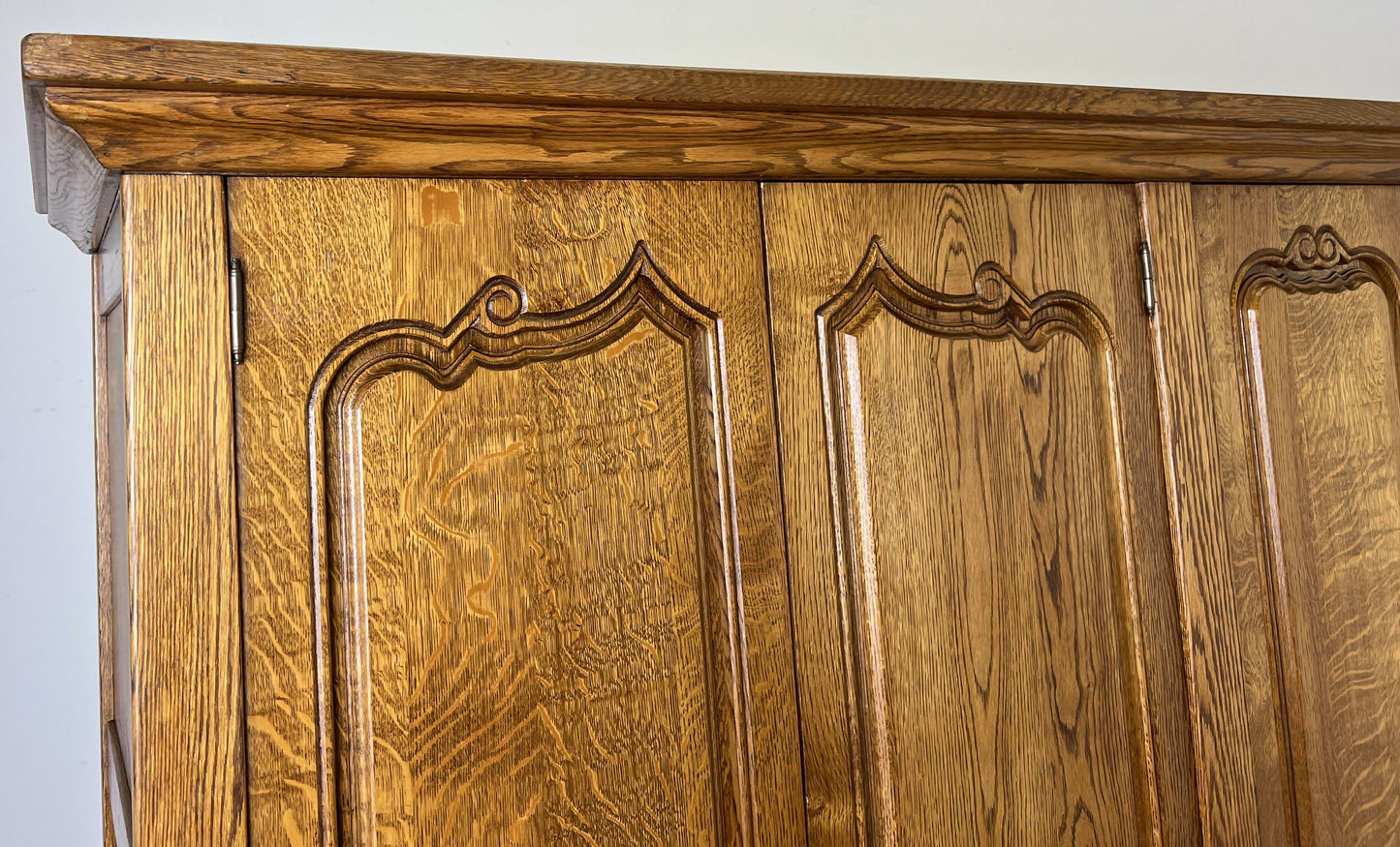 Wardrobe Vintage French Style Oak Five Door Carved Armoire Cabinet LOT 6111