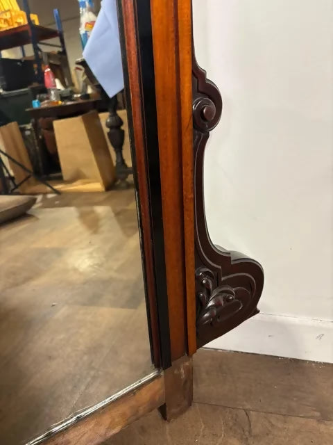 Victorian Mahogany Large Overmantel Mirror with Carved Decoration