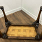 Vintage Oak Stool With Floral Tapestry Top