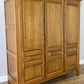 Wardrobe Vintage French Style Oak Triple Door Carved Armoire Cabinet LOT 6526