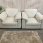Natuzzi White Leather Lounge Suite – 2 Seater Sofa + 2 Armchairs – Italian
