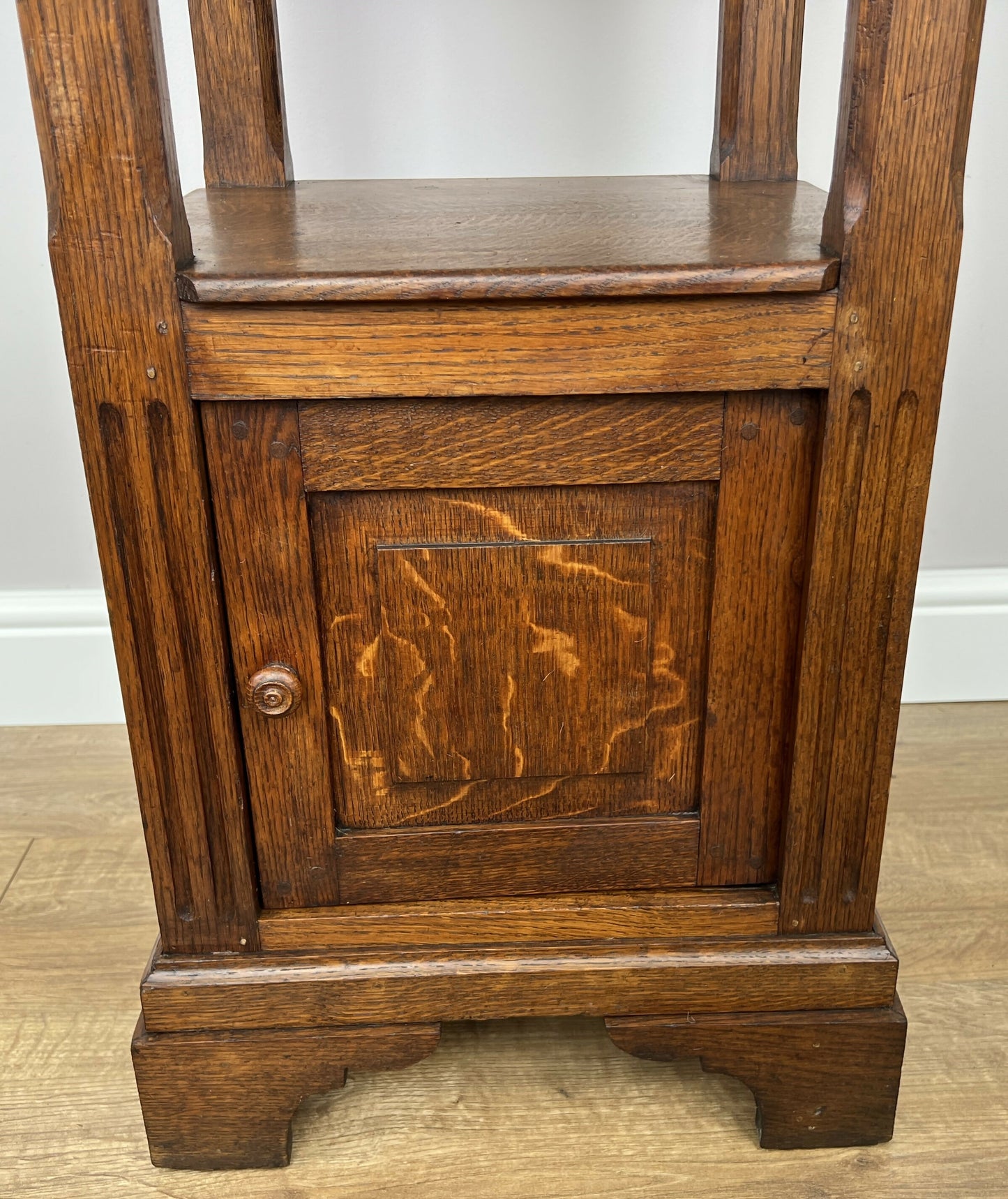 Bedside Table Antique French Style Marble Top Oak Cabinet Nightstand LOT 6236