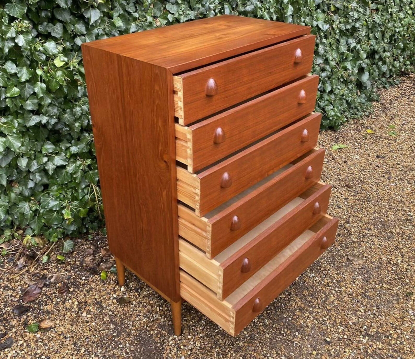 Vintage Tallboy Mid Century Danish Teak Dresser Chest Of Drawers