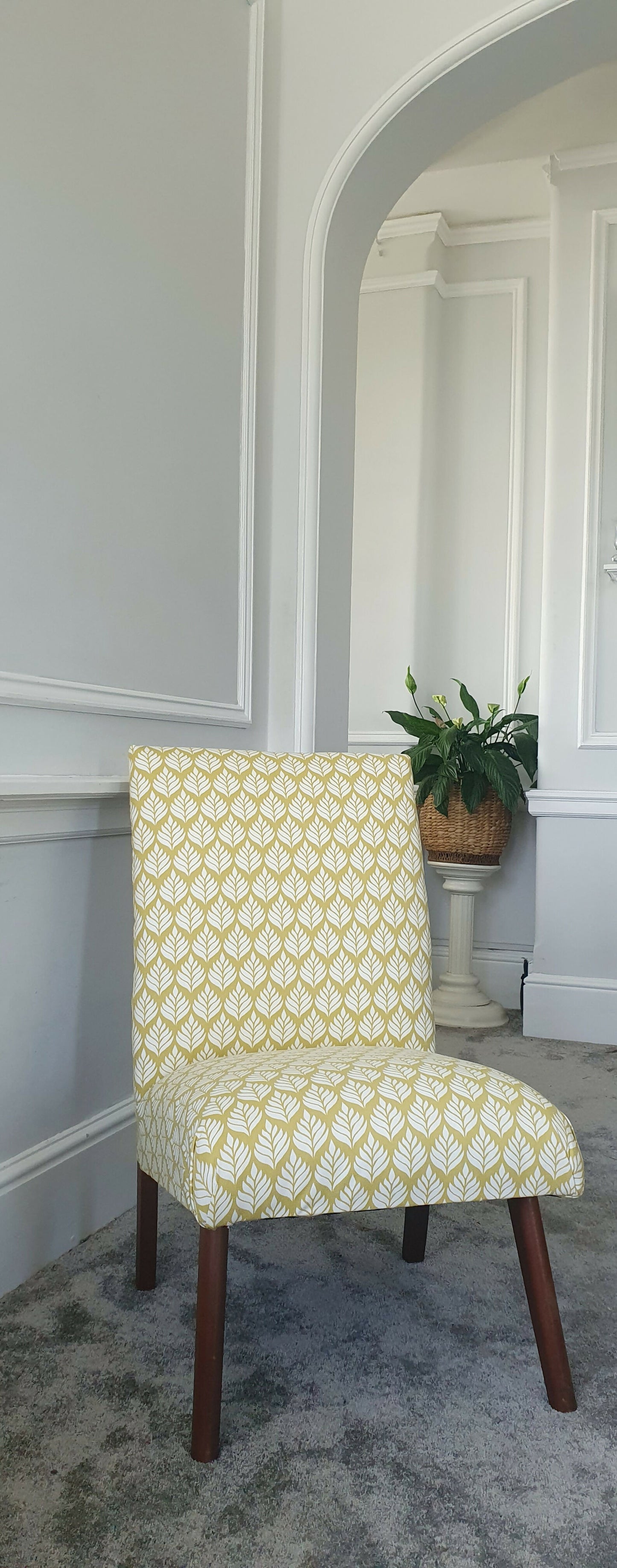 Slipper Chair Mid Century 1950s. Reupholstered In 100% Cotton Canvas. Ex Condition