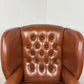 Tan Leather Chesterfield Style Wingback Armchair