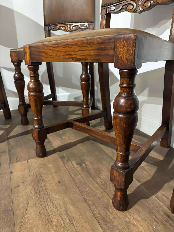 Set of Four Vintage 1940s Oak Dining Chairs