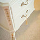 Upcycled French style vintage Cream Dressing Table, vanity with large triple mirror and gold details,