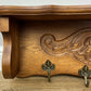 Coat Rack Vintage French Oak Wall Mounted 4 Hooks Carved Rack Hanger LOT 6293