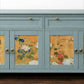 Vintage Oriental Print Pale Blue Sideboard Painted Upcycled Custom Commission