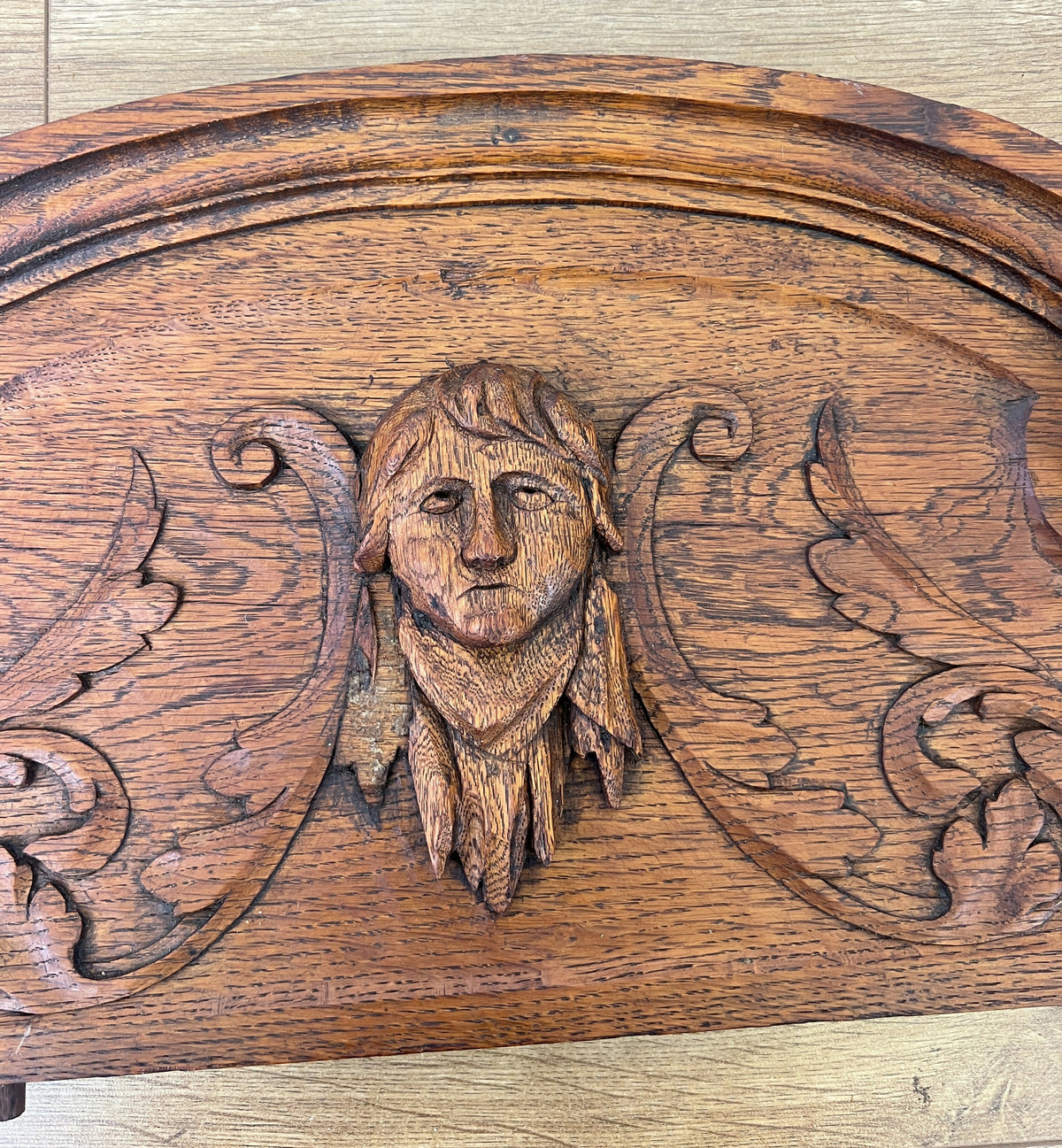 Pediment Antique French Style Oak Carved Decorative Furniture Crest LOT 6540