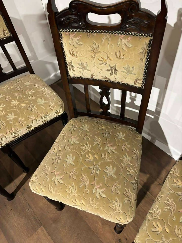 Set Of Four Edwardian High Back Dining Chairs