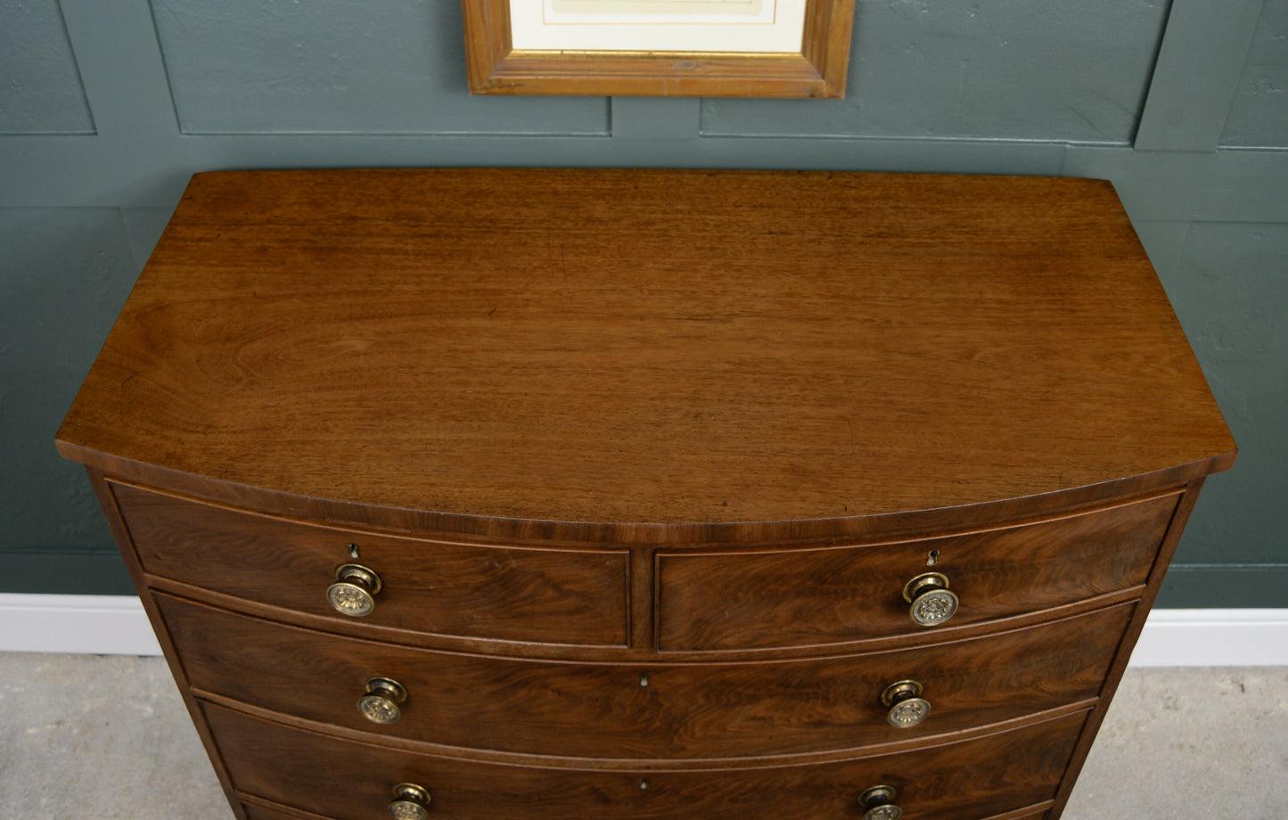 Georgian Mahogany Bow Fronted Chest of Drawers - 2 Over 3