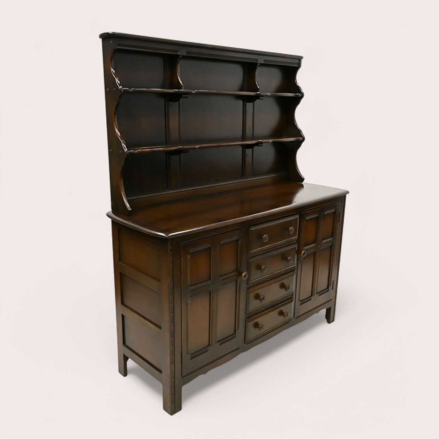 Ercol Dresser 4 Drawers 2 Cupboards and Shelved Top Dark Finish FREE UK Delivery. SBR10074/1302E